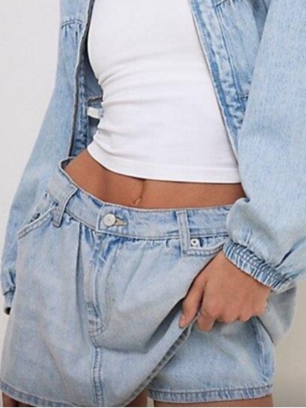 🌟NWT🌟We The Free Free People Light Blue Demi Denim Skort Size 27 and 28